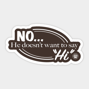 No He Doesn't Want To Say "Hi" - White Version Sticker